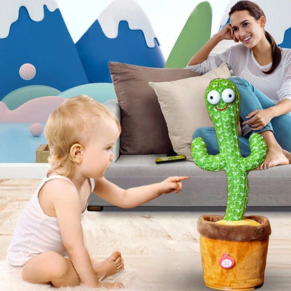 Dancing Cactus Toy – Repeat Talking, Singing & Recording Plush Toy | USB Rechargeable Educational Cactus for Kids | Funny Dancing Cactus Birthday Gift A1