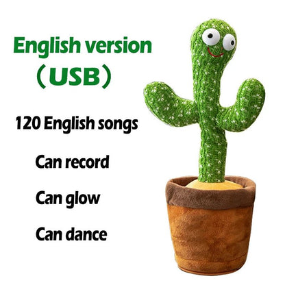 Dancing Cactus Toy – Repeat Talking, Singing & Recording Plush Toy | USB Rechargeable Educational Cactus for Kids | Funny Dancing Cactus Birthday Gift A1
