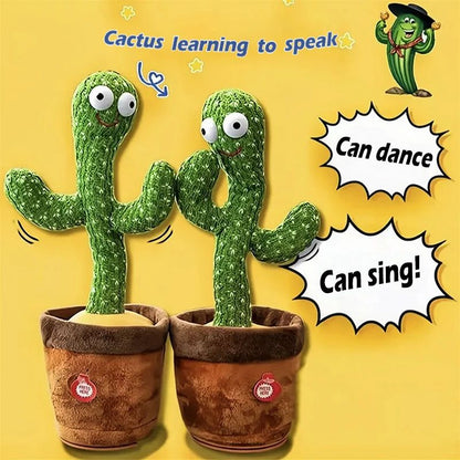 Dancing Cactus Toy – Repeat Talking, Singing & Recording Plush Toy | USB Rechargeable Educational Cactus for Kids | Funny Dancing Cactus Birthday Gift A1