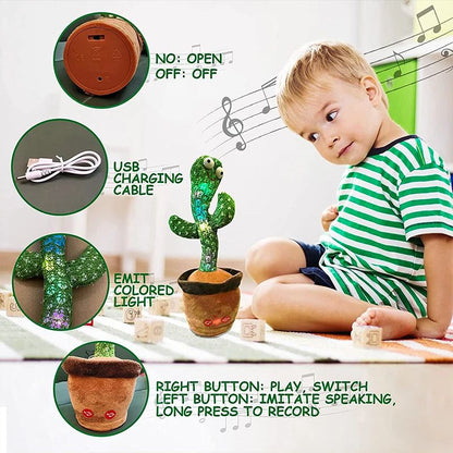 Dancing Cactus Toy – Repeat Talking, Singing & Recording Plush Toy | USB Rechargeable Educational Cactus for Kids | Funny Dancing Cactus Birthday Gift A1