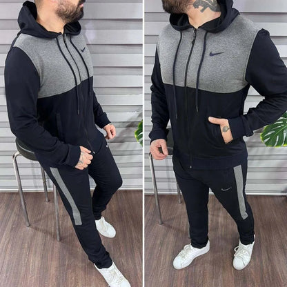 Men’s Fleece Hoodie Track Suit – 2 Pcs Plain Comfort Fit Activewear | Blue