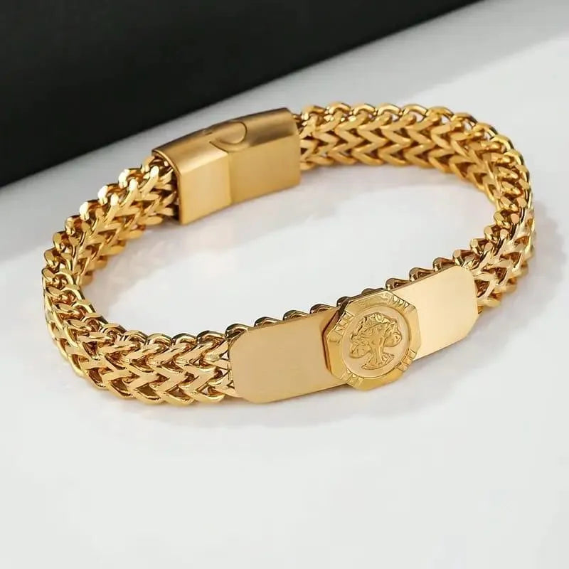 Men's Golden Chain Bracelet | Stainless Steel 316L | Premium Hand Chain for Boys | Standard Size