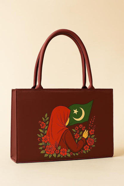 Pakistan Independence Day Tote Bag | 14th August Flag Print Canvas Bag | Girls Shoulder Bag