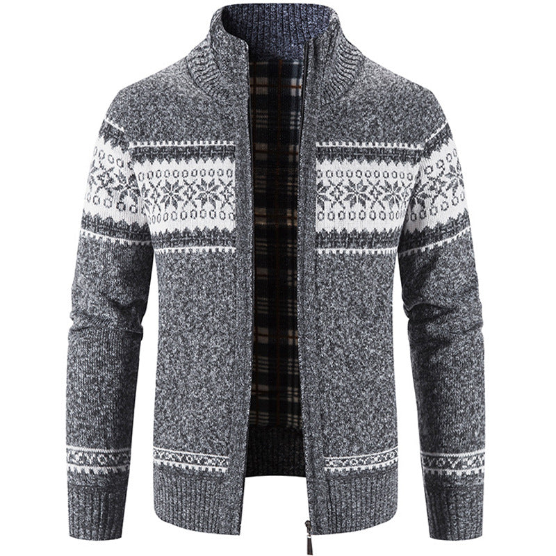 Men's Fleece Cardigan Sweater - Thick Winter Zipper Coat