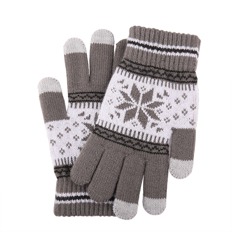 Knitted Wool Touchscreen Gloves | Snowflake Winter Gloves for Men & Women | Warm Magic Stretch Gloves