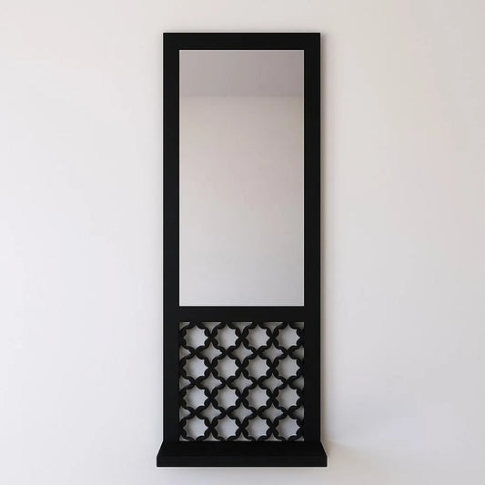 Set of 3 Acrylic Mirror Wooden Wall Shelves | MDF Black Shelf 11.8" | Bedroom Wall Decor | Abstract Art