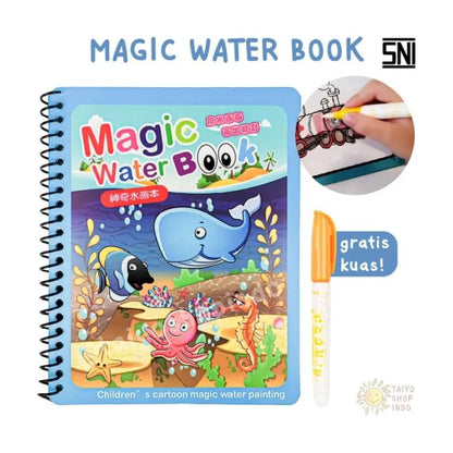 Magic Water Coloring Book for Kids | Reusable Water Drawing Book with Pen | Mess-Free Learning & Coloring Activity Book A1
